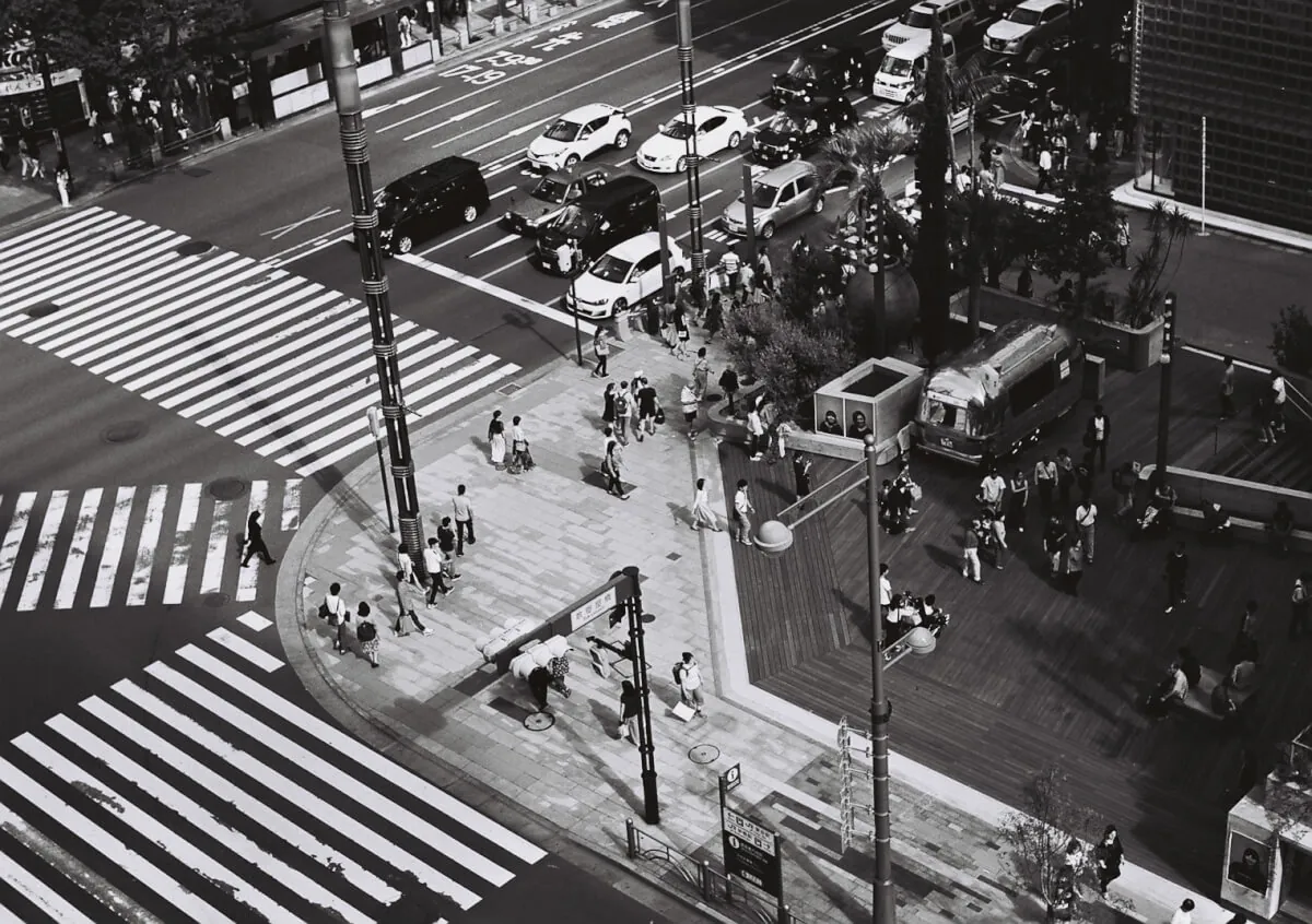銀座の交差点を上から