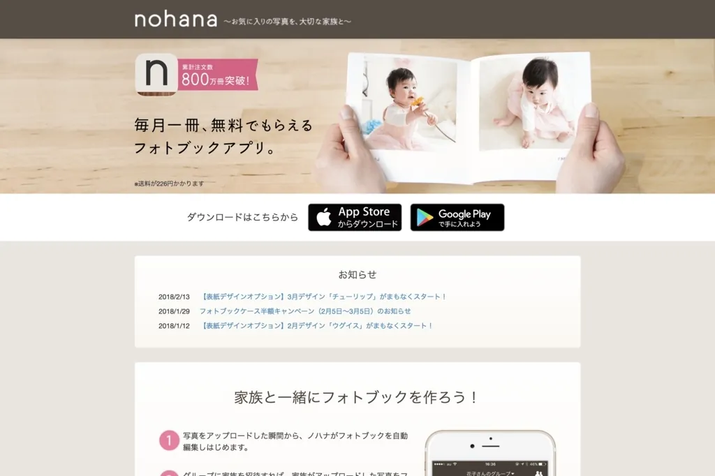 はじめてノハナでフォトブックを作ってみたよ